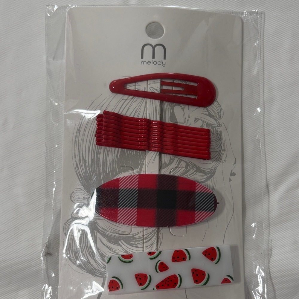 Red and White Hair Accessory Set-Watermelon Theme